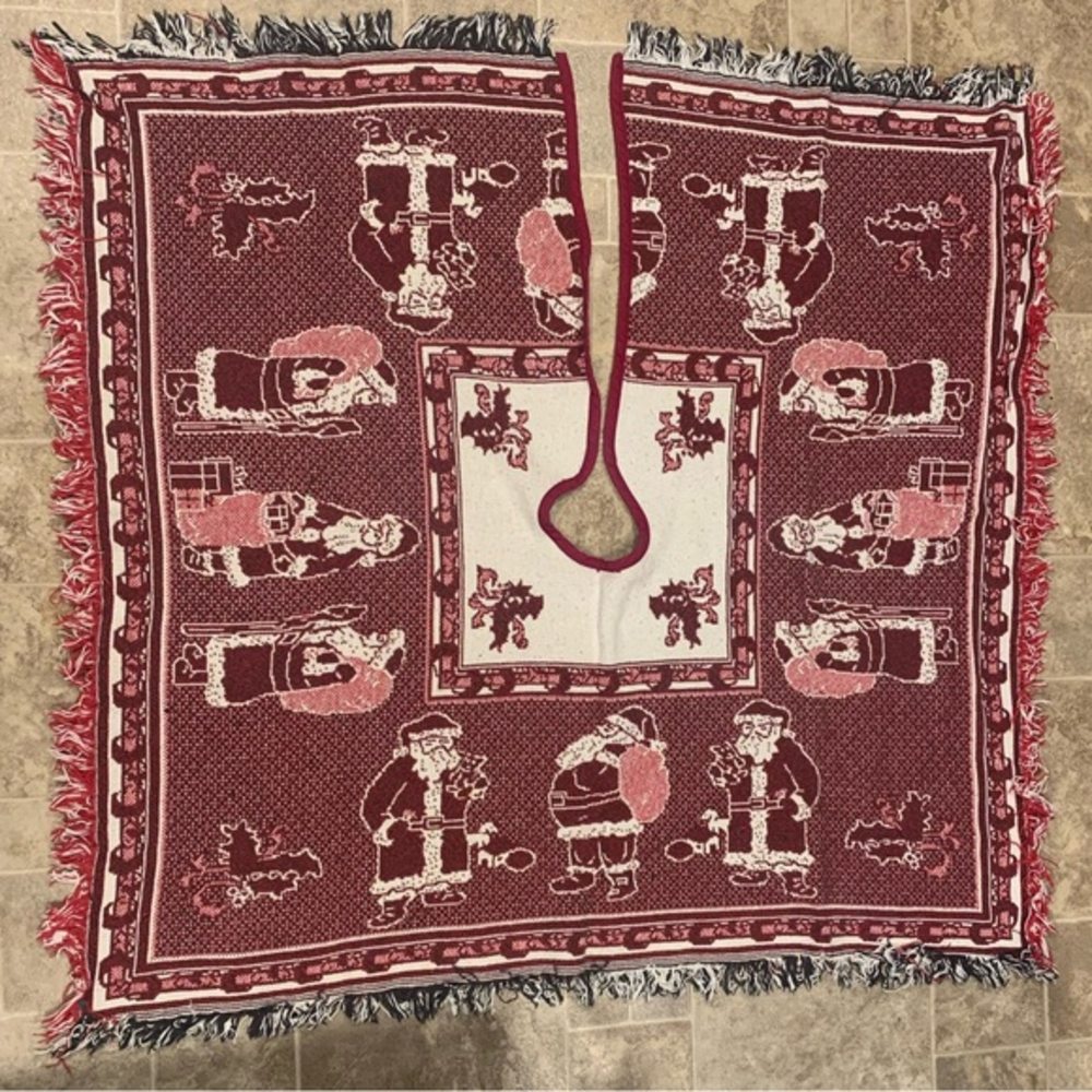 Vintage Tapestry Santa Tree Skirt Square